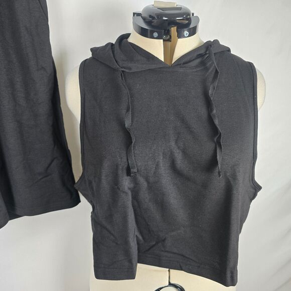 Dibaolong Athletic Set Women's XL Black Sleeveless Hoodie & Drawstring Shorts - Picture 3 of 14
